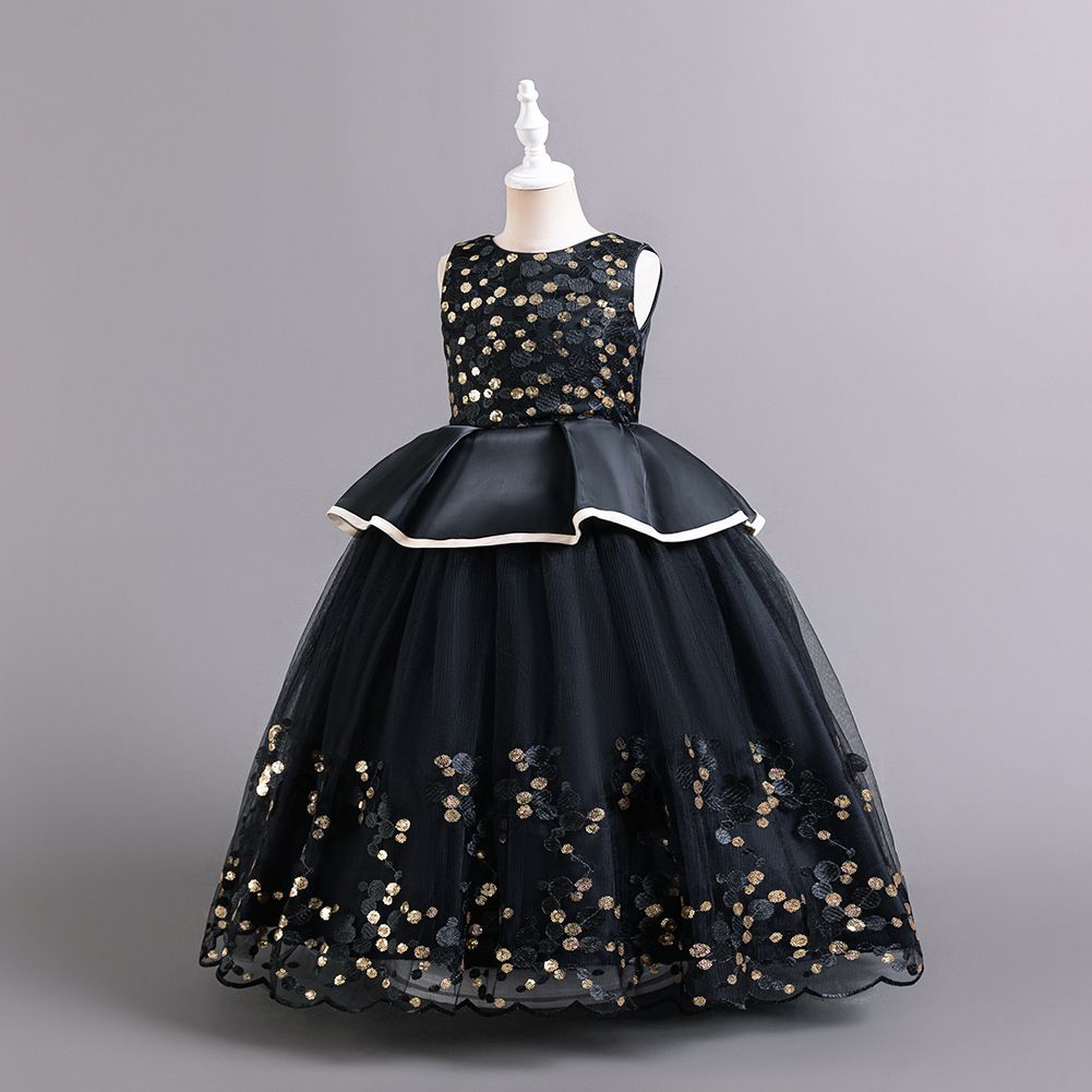 factory toddlers clothing princess baby birthday wear kids party dress Flower Girls' Appliqued Dresses