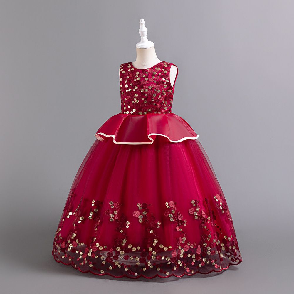 factory toddlers clothing princess baby birthday wear kids party dress Flower Girls' Appliqued Dresses