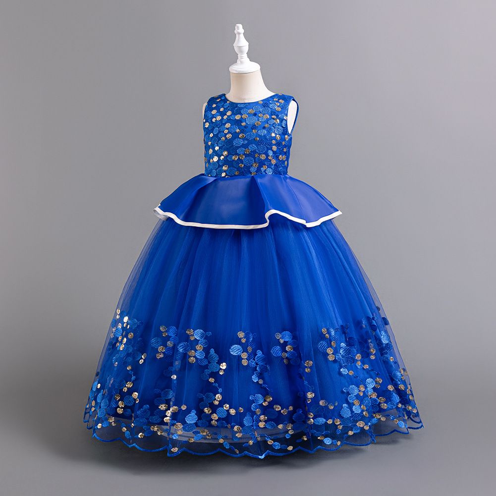 factory toddlers clothing princess baby birthday wear kids party dress Flower Girls' Appliqued Dresses