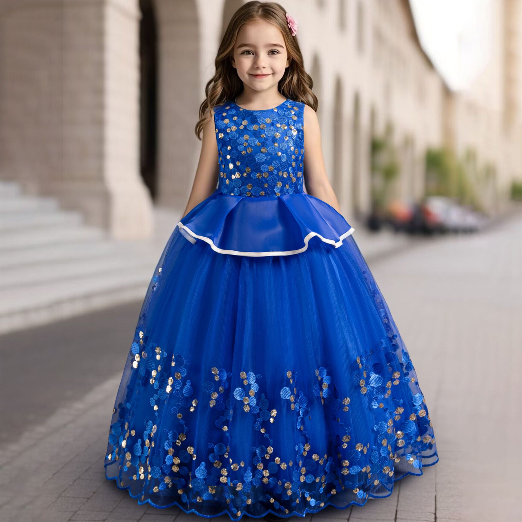 factory toddlers clothing princess baby birthday wear kids party dress Flower Girls' Appliqued Dresses