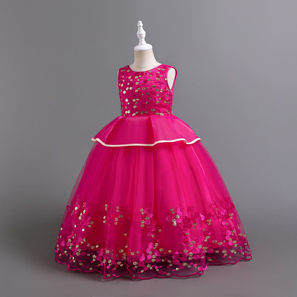 factory toddlers clothing princess baby birthday wear kids party dress Flower Girls' Appliqued Dresses