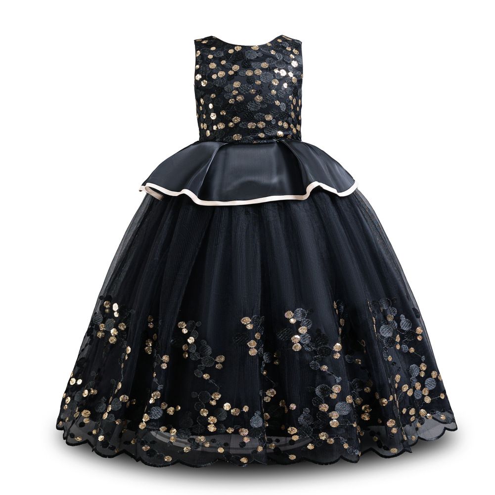 factory toddlers clothing princess baby birthday wear kids party dress Flower Girls' Appliqued Dresses