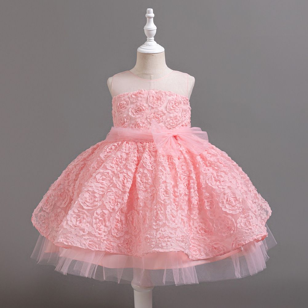 Elegant Style flower dresses for girls of 10 year old Fluffy Summer girls birthday party dresses red kid prom wedding dresses