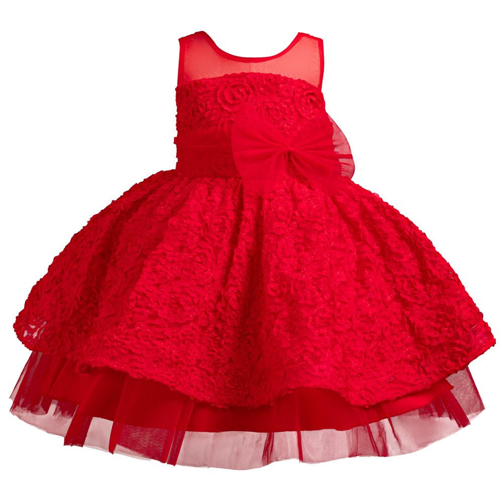 Elegant Style flower dresses for girls of 10 year old Fluffy Summer girls birthday party dresses red kid prom wedding dresses