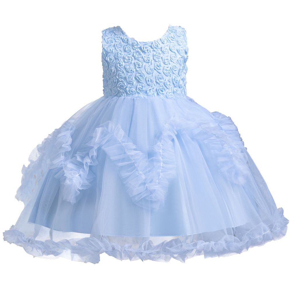 Korean style pink flower dresses for girls of 10 year old Fluffy mesh girl evening dress cake dress child girl birthday party