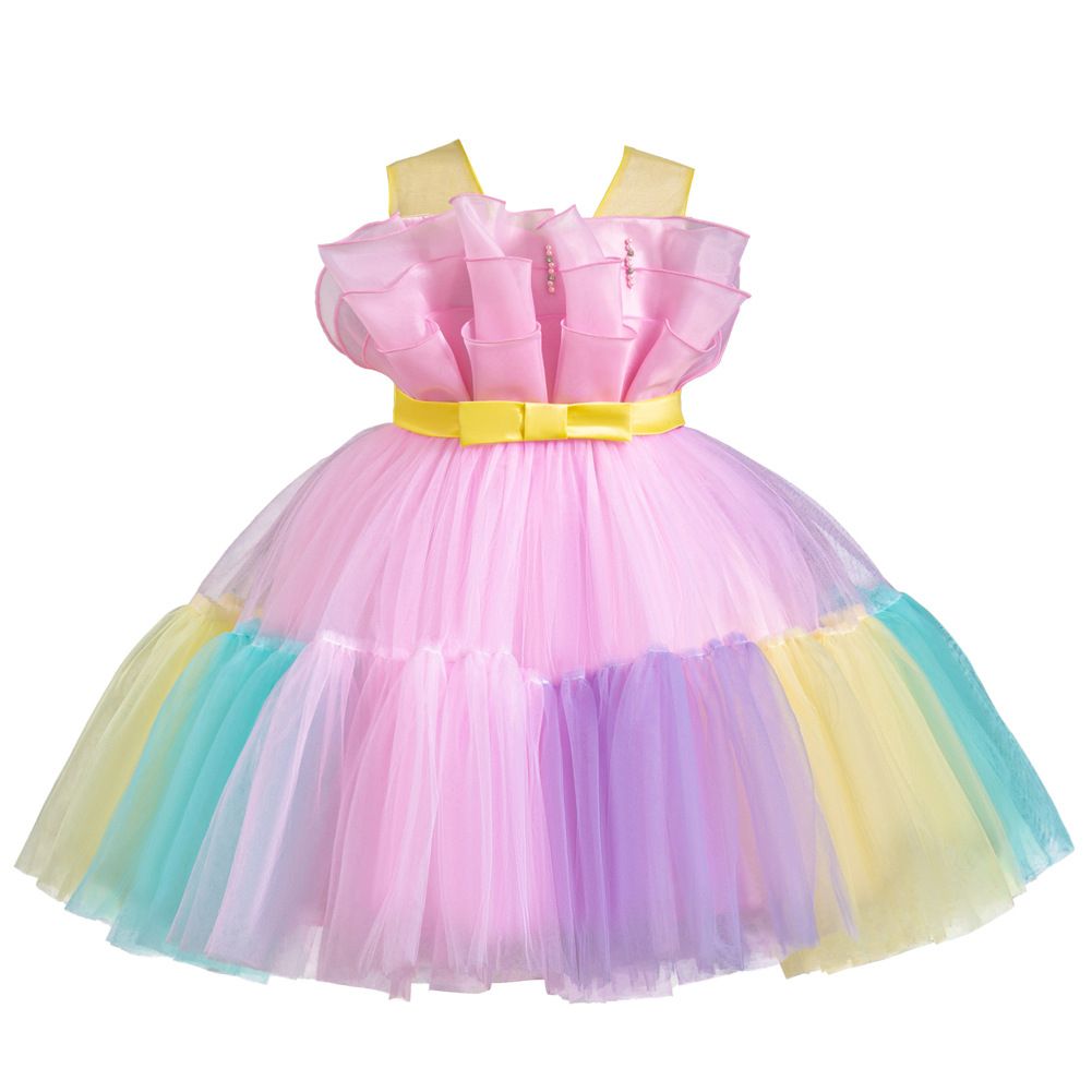 Elegant style fluffy mesh dresses for girls of 10 year old colorful children's princess party dress flower girl wedding dress