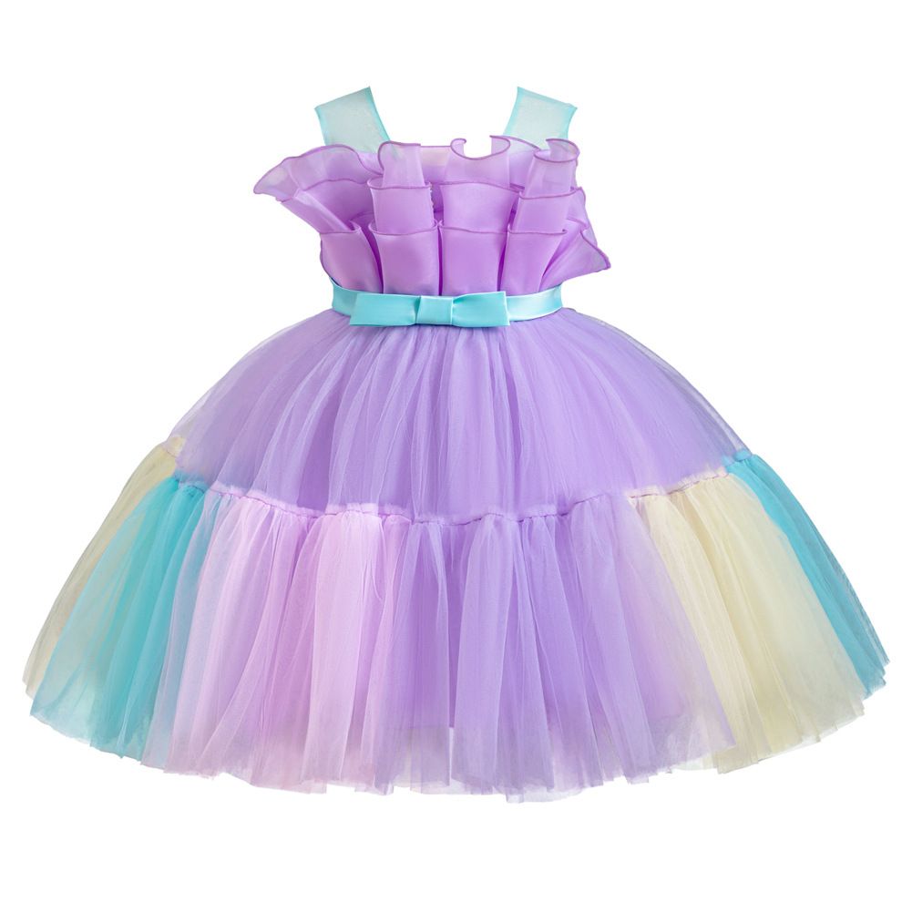 Elegant style fluffy mesh dresses for girls of 10 year old colorful children's princess party dress flower girl wedding dress