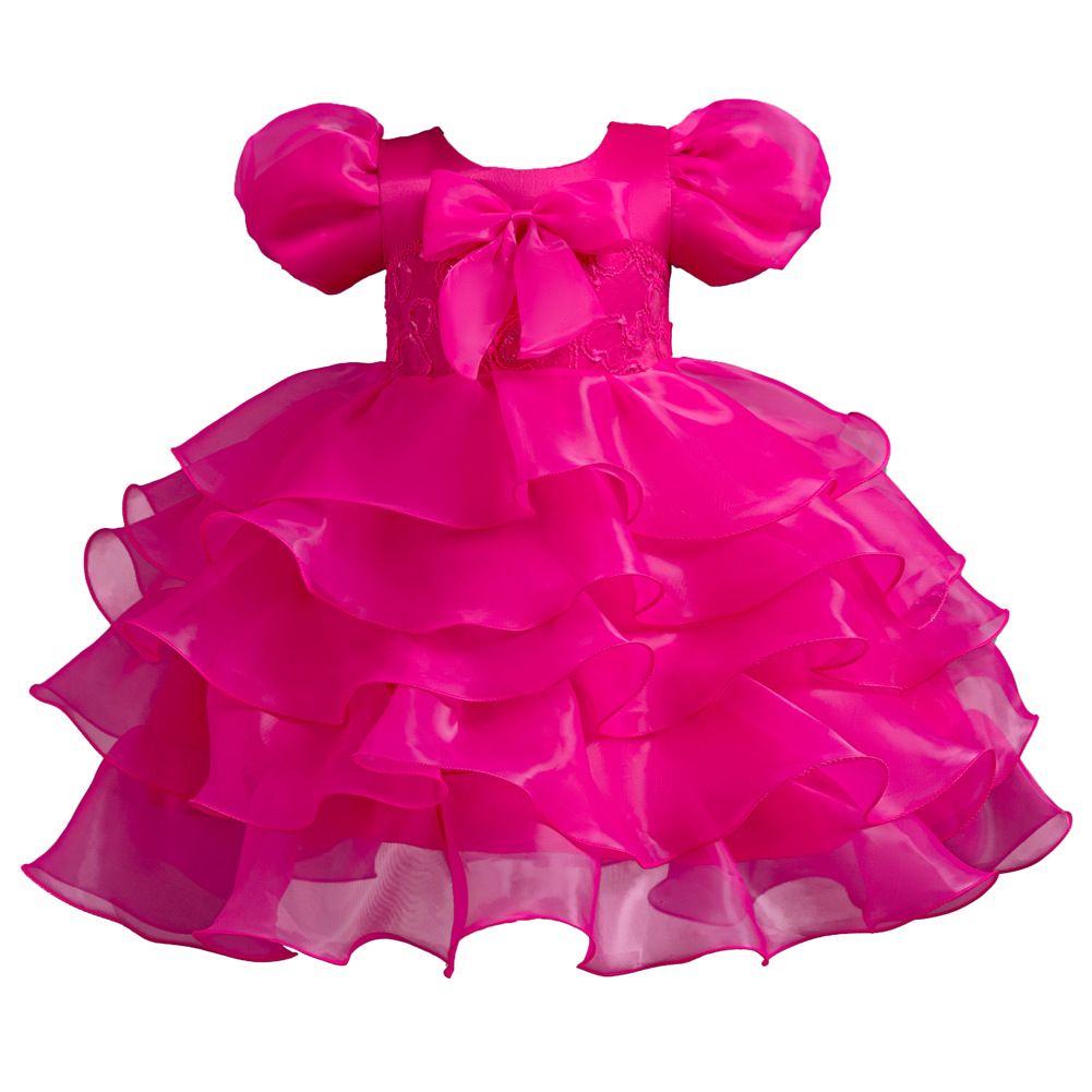 European bubble sleeved princess dresses for girls of 10 year old Organza children party dress white flower girl wedding dress