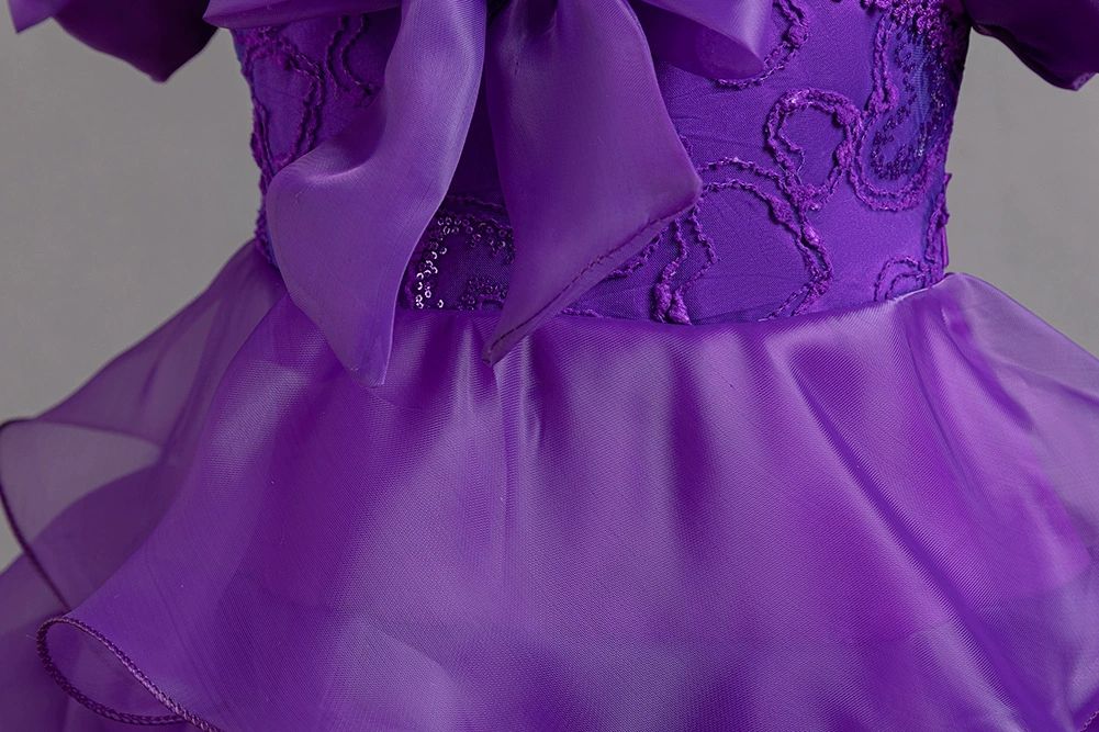 European bubble sleeved princess dresses for girls of 10 year old Organza children party dress white flower girl wedding dress