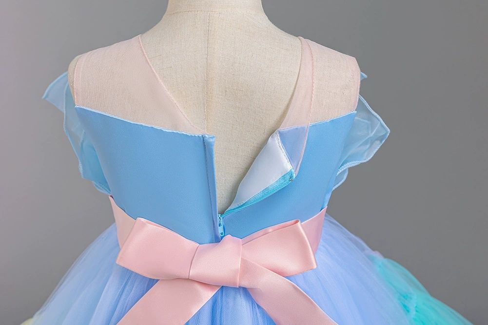 Elegant style fluffy mesh dresses for girls of 10 year old colorful children's princess party dress flower girl wedding dress