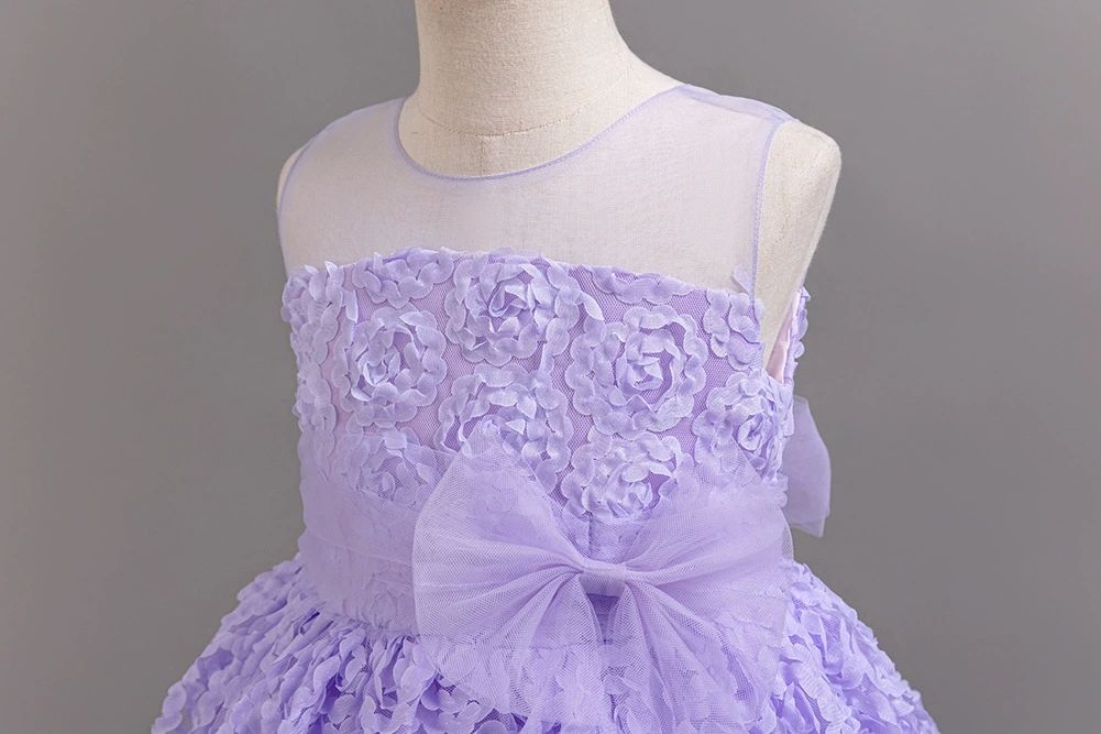 Elegant Style flower dresses for girls of 10 year old Fluffy Summer girls birthday party dresses red kid prom wedding dresses