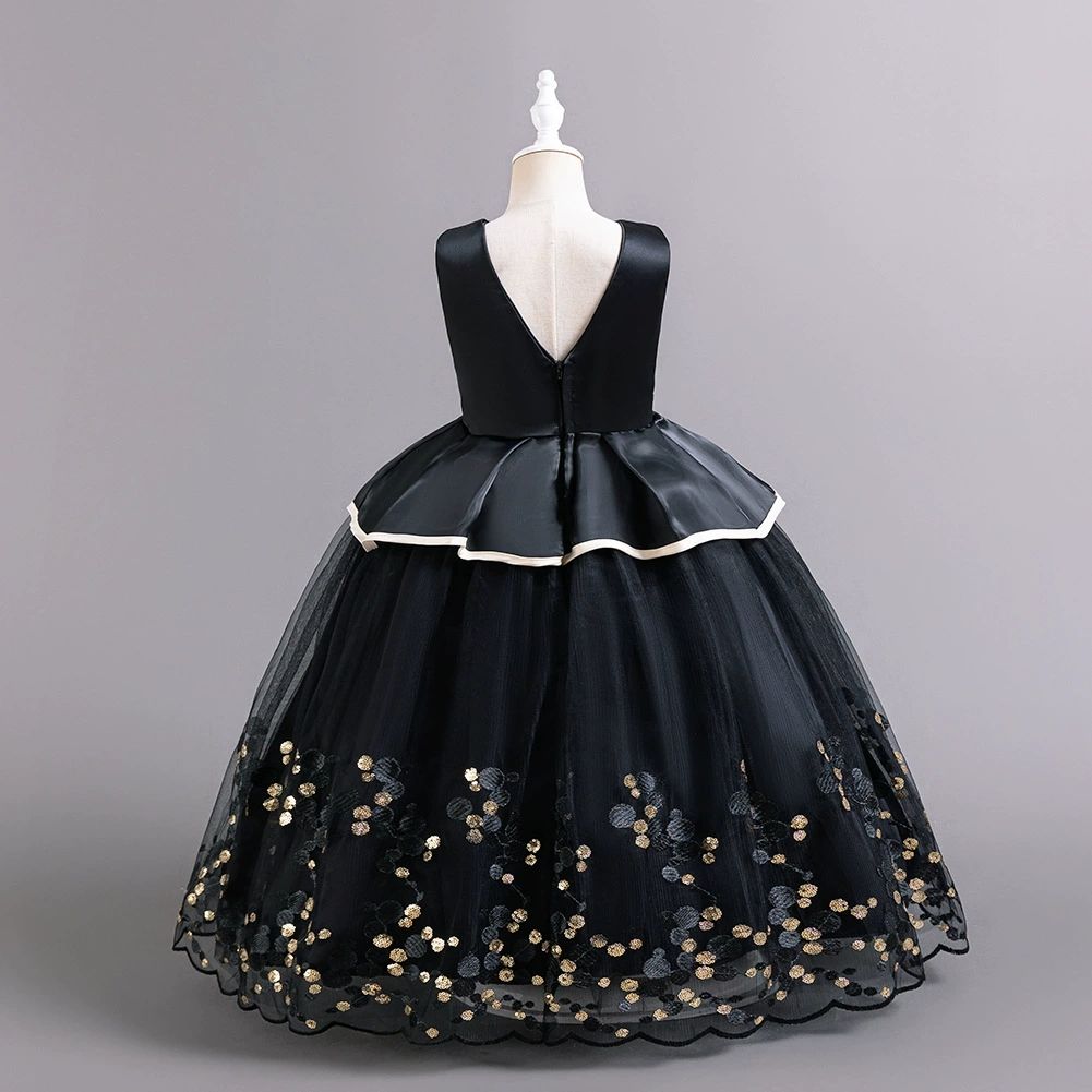 factory toddlers clothing princess baby birthday wear kids party dress Flower Girls' Appliqued Dresses