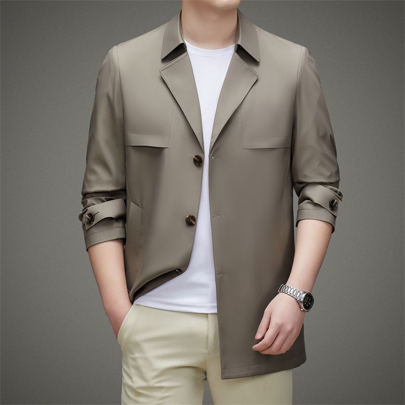 Hot Selling Wholesale Autumn Casual Men's Slim Long Trench Coat Windbreaker  Coats