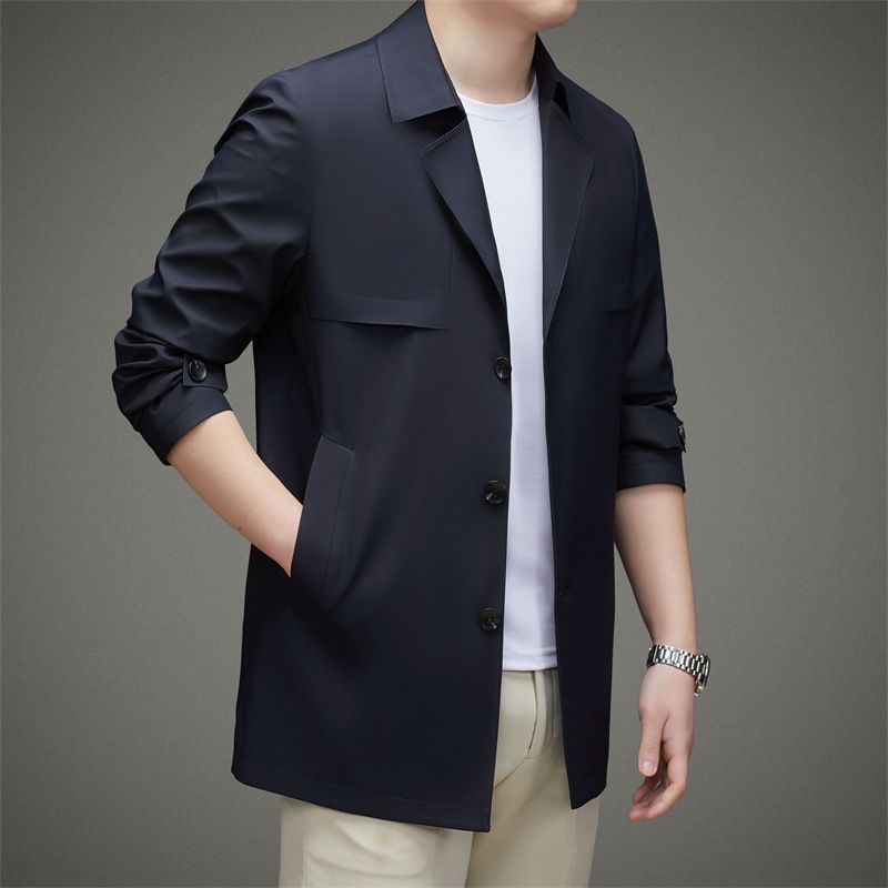 Hot Selling Wholesale Autumn Casual Men's Slim Long Trench Coat Windbreaker  Coats