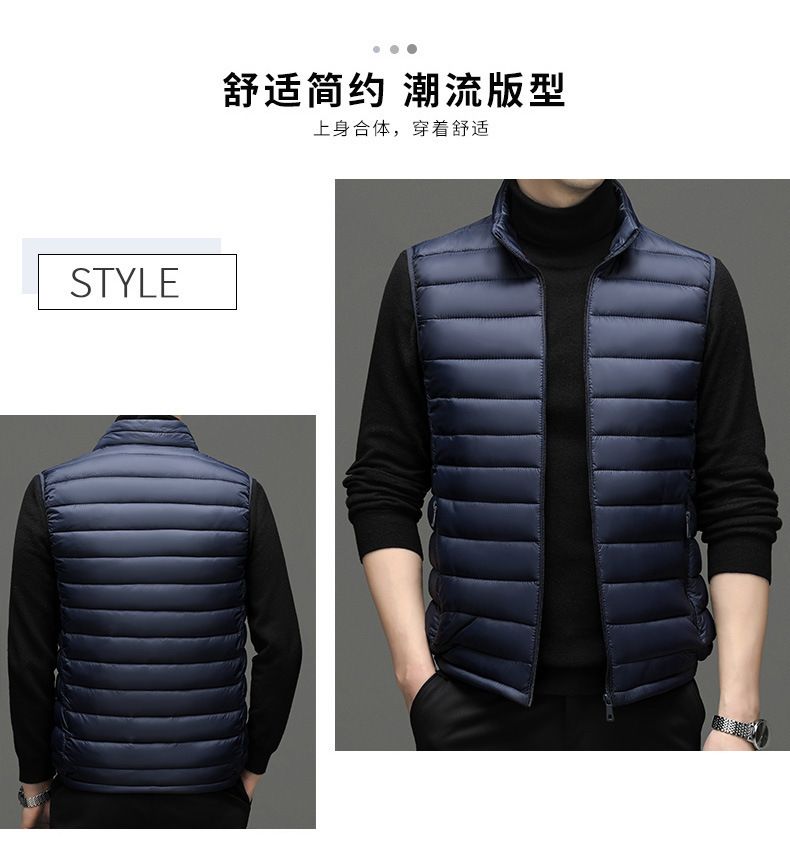 Fashion Oem Odm Autumn Thick Waterproof Jacket Zip Duck Down Filled Men Vest Waistcoat With Pockets Waistcoat