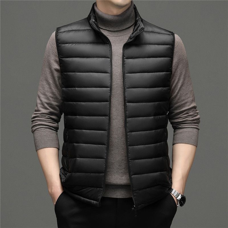Fashion Oem Odm Autumn Thick Waterproof Jacket Zip Duck Down Filled Men Vest Waistcoat With Pockets Waistcoat
