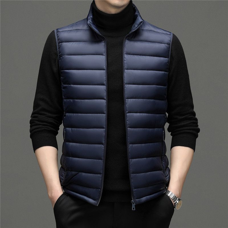 Fashion Oem Odm Autumn Thick Waterproof Jacket Zip Duck Down Filled Men Vest Waistcoat With Pockets Waistcoat
