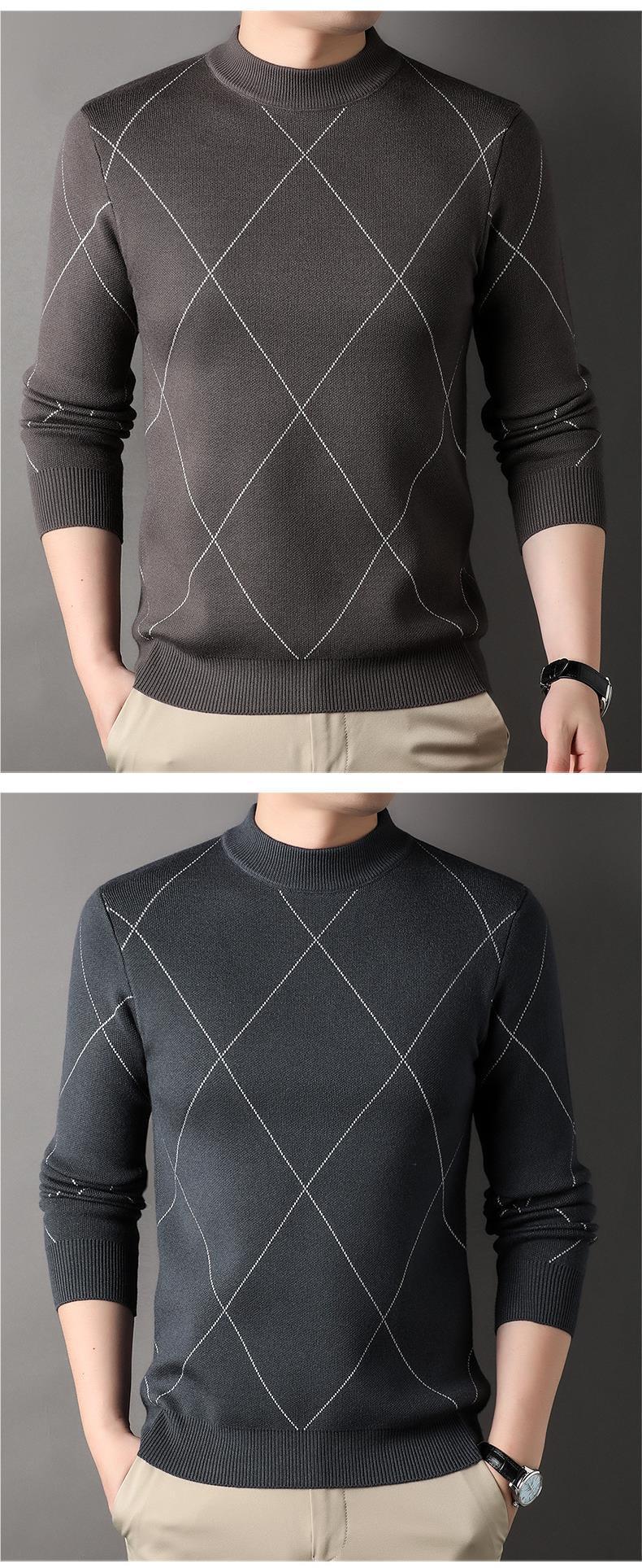 Man's winter new arrival crew neck long sleeve grid thick man sweater  Sweater