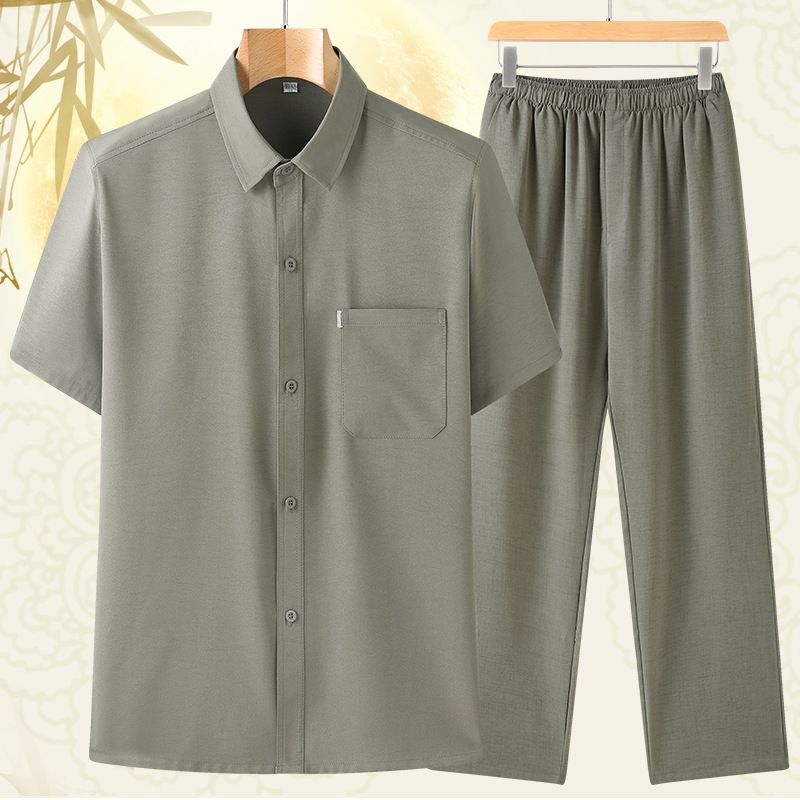 Summer 100% Cotton Sports Fashion Men's Clothing Fashionable Men's Clothing Men's Shirts and Pants  Two-Piece Outfits