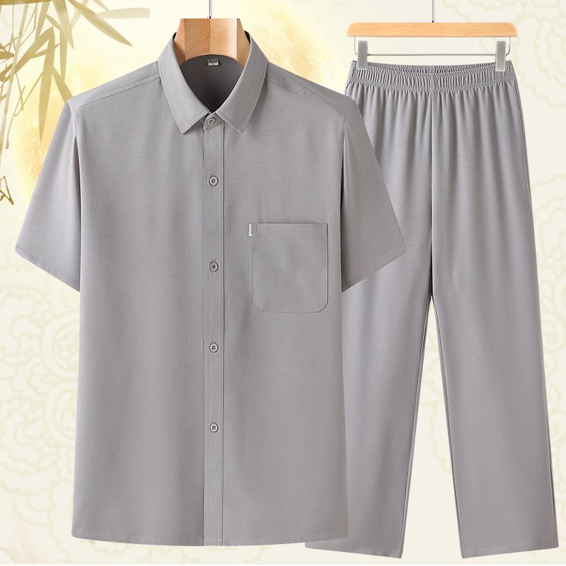 Summer 100% Cotton Sports Fashion Men's Clothing Fashionable Men's Clothing Men's Shirts and Pants  Two-Piece Outfits
