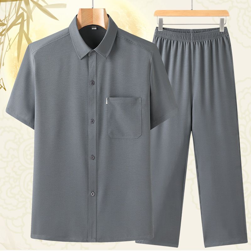 Summer 100% Cotton Sports Fashion Men's Clothing Fashionable Men's Clothing Men's Shirts and Pants  Two-Piece Outfits