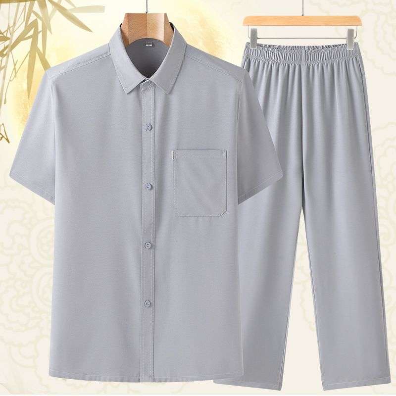 Summer 100% Cotton Sports Fashion Men's Clothing Fashionable Men's Clothing Men's Shirts and Pants  Two-Piece Outfits