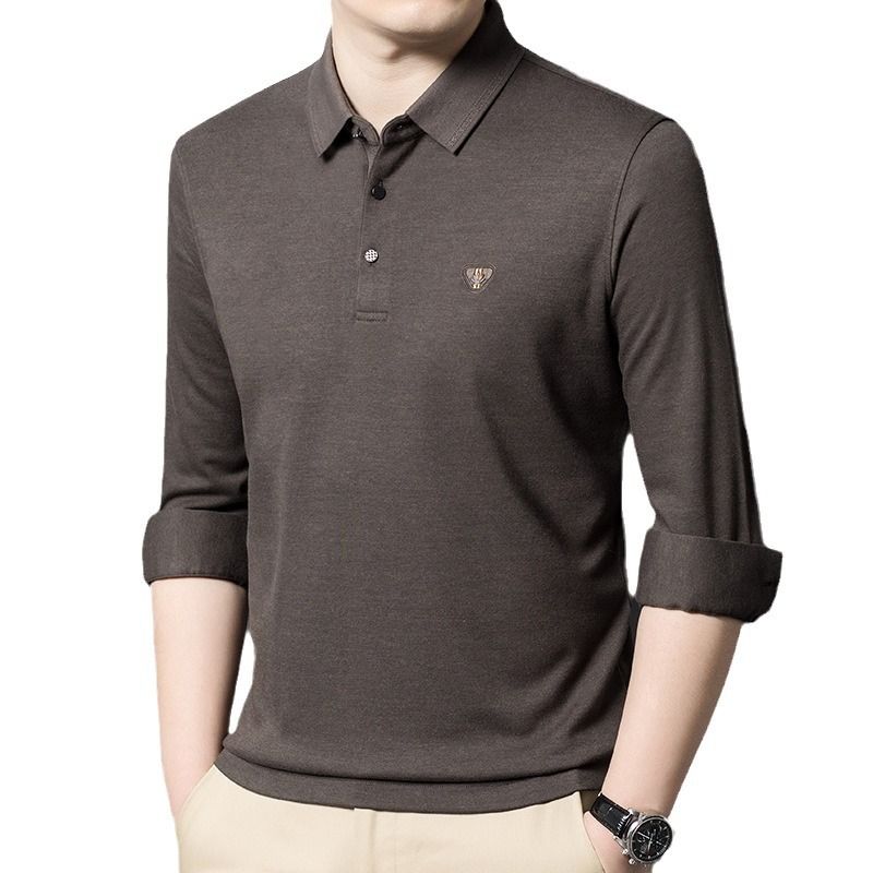 Embroidery Formal Polo Shirt for Men Moisture Wicking Quick Dry Active Athletic Men's Gym Performance Long Sleeve Golf T Shirts