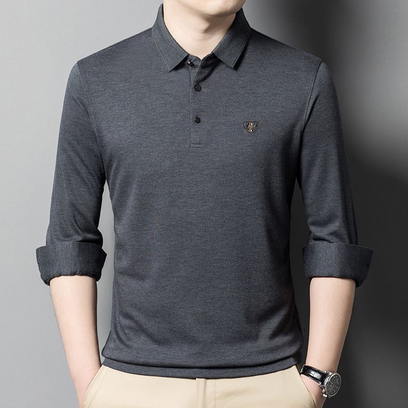 Embroidery Formal Polo Shirt for Men Moisture Wicking Quick Dry Active Athletic Men's Gym Performance Long Sleeve Golf T Shirts