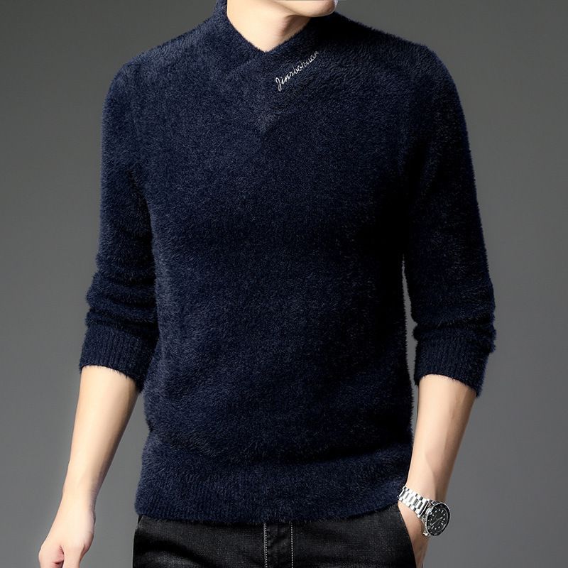 Winter new arrival man 's long sleeve shawl collar mini cashmere mohair sweaters