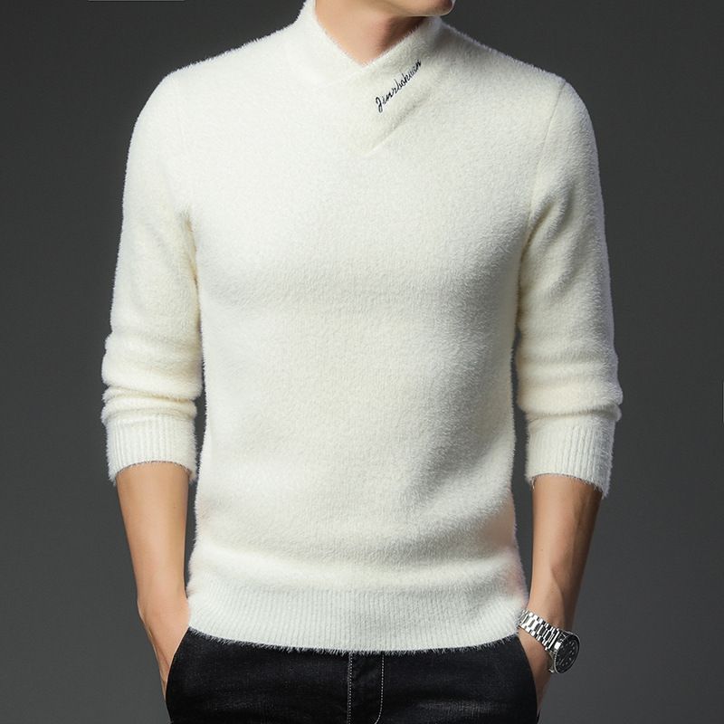 Winter new arrival man 's long sleeve shawl collar mini cashmere mohair sweaters
