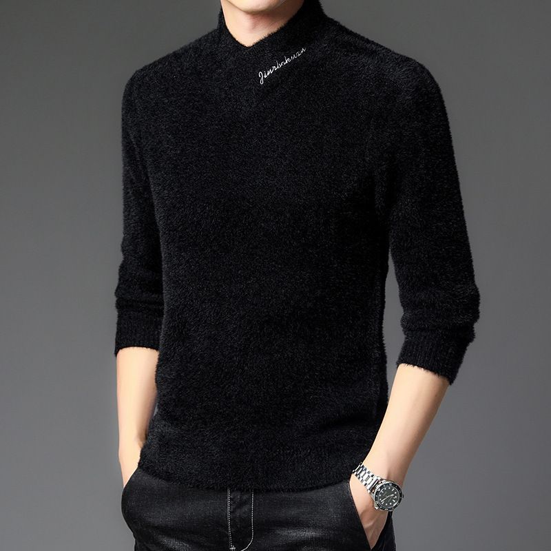 Winter new arrival man 's long sleeve shawl collar mini cashmere mohair sweaters