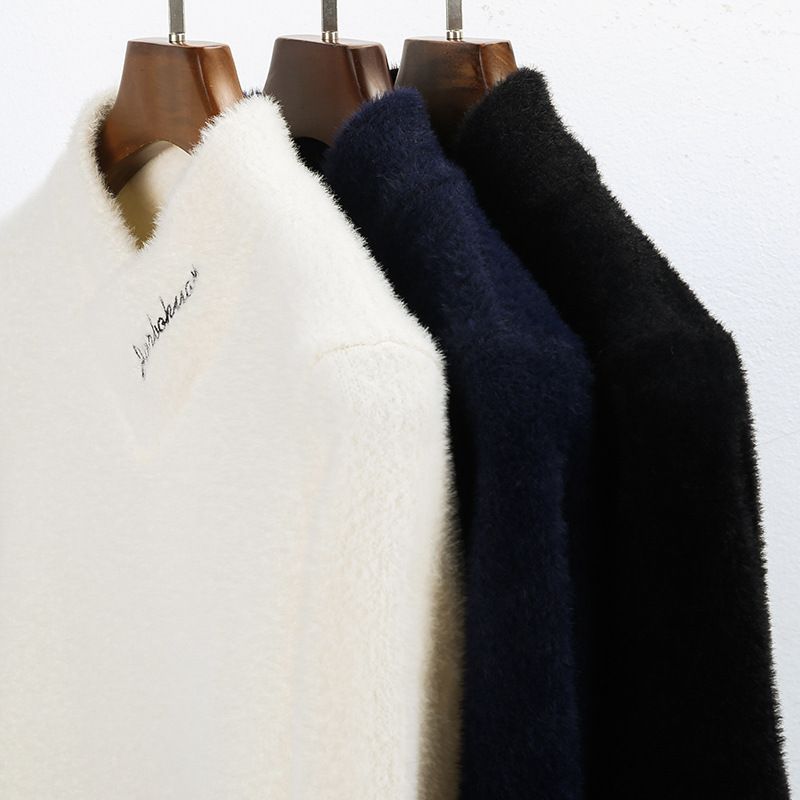 Winter new arrival man 's long sleeve shawl collar mini cashmere mohair sweaters