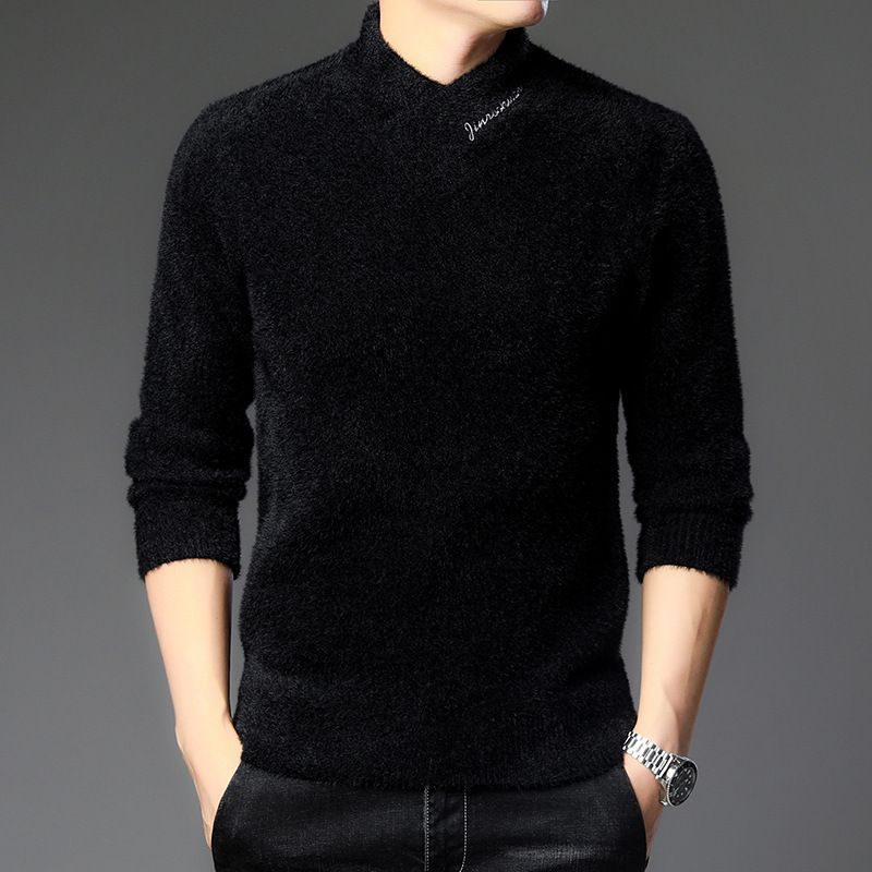 Winter new arrival man 's long sleeve shawl collar mini cashmere mohair sweaters
