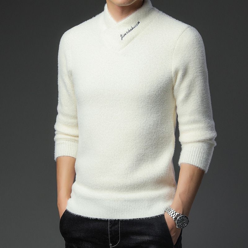 Winter new arrival man 's long sleeve shawl collar mini cashmere mohair sweaters