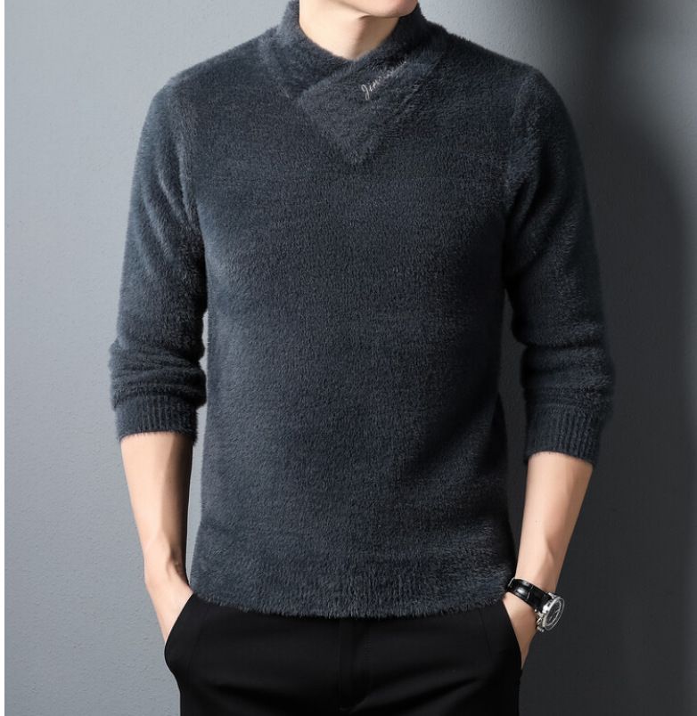 Winter new arrival man 's long sleeve shawl collar mini cashmere mohair sweaters