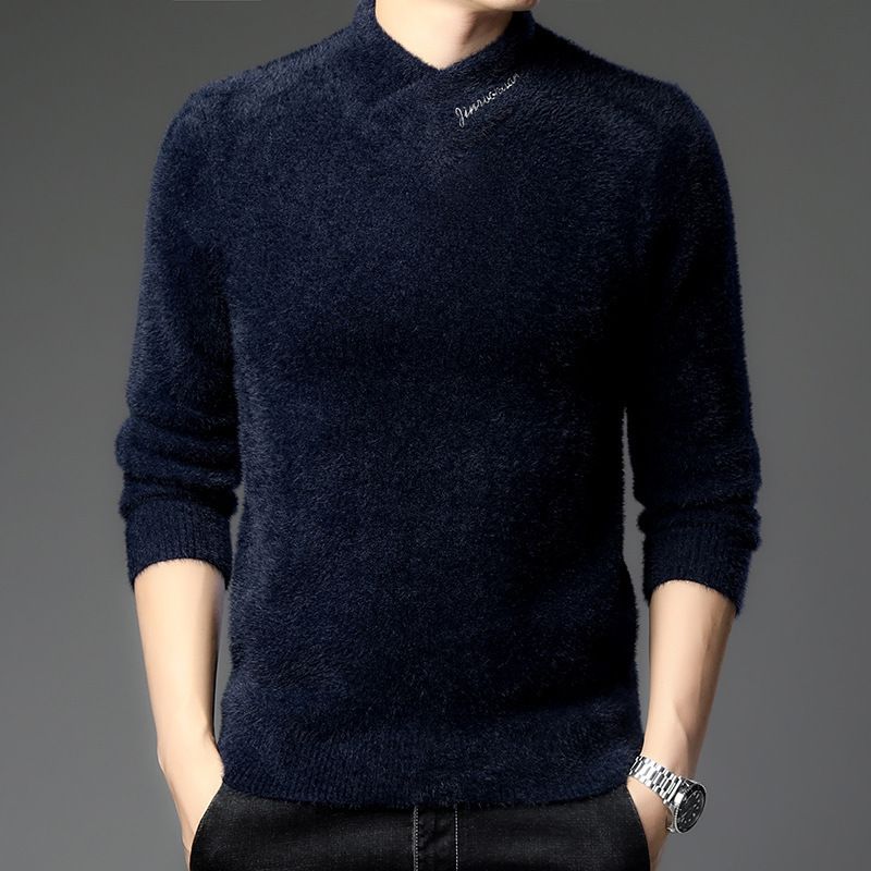 Winter new arrival man 's long sleeve shawl collar mini cashmere mohair sweaters