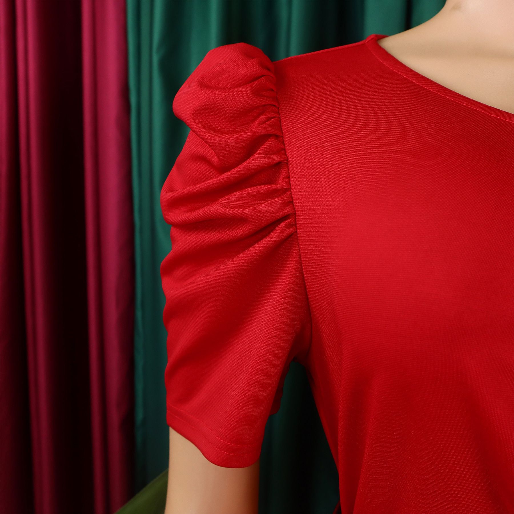 Women's Summer New Fashion Temperament Elegant V-Neck Pleated Large Swing Skirt Dress