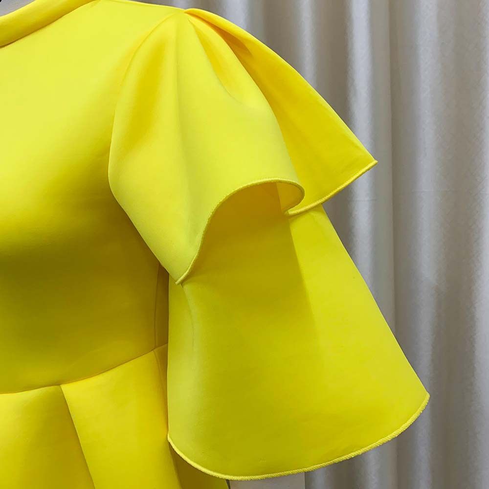 New Womens Plus Size Modest Turtleneck Double-layer Ruffle Sleeve A-line Prom Dresses Ladies Elegant Evening Dress