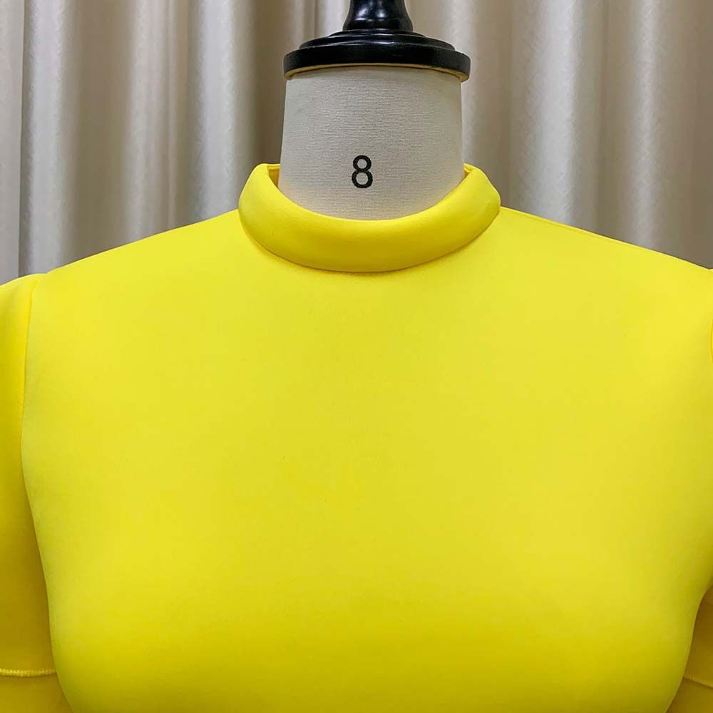 New Womens Plus Size Modest Turtleneck Double-layer Ruffle Sleeve A-line Prom Dresses Ladies Elegant Evening Dress