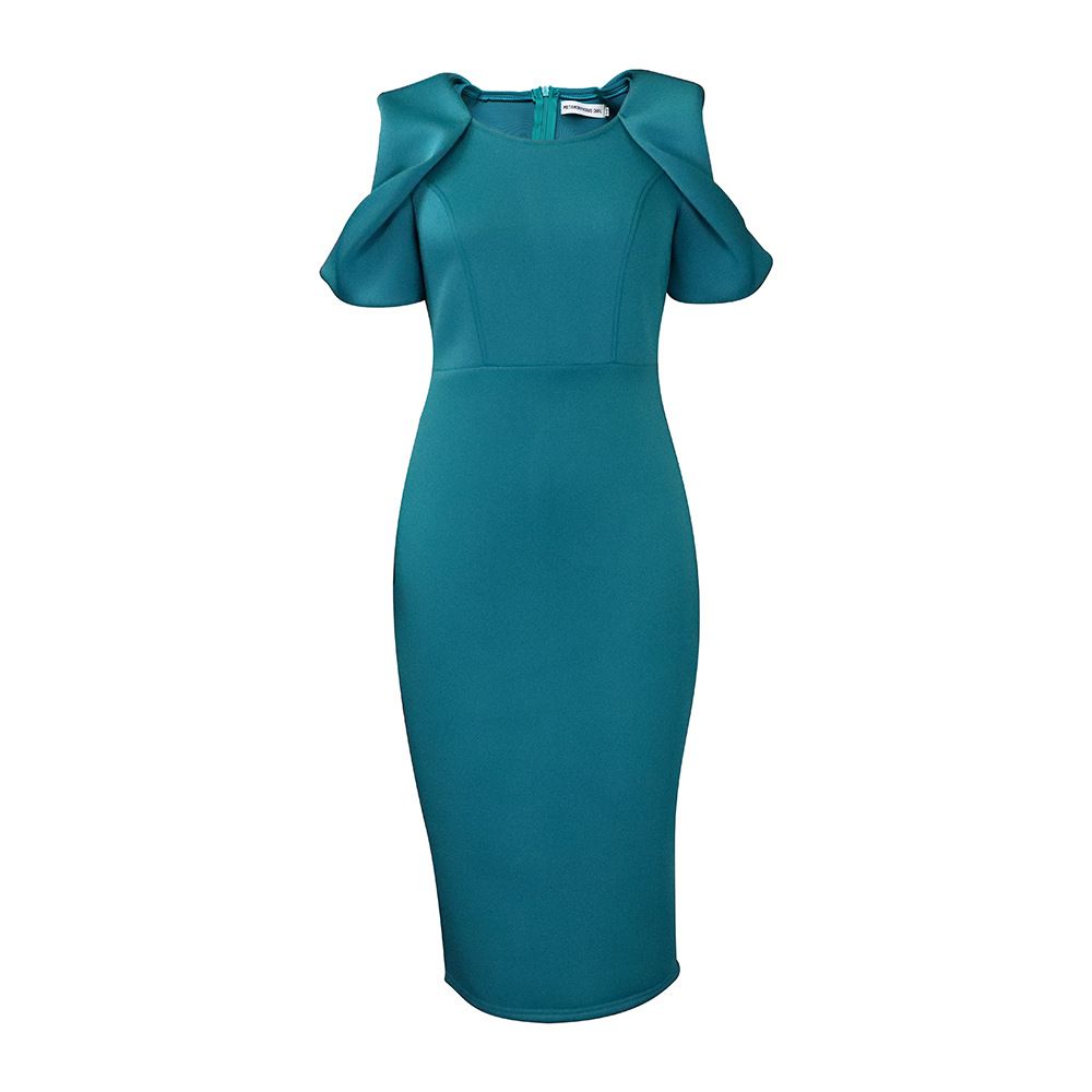 New Women's Summer Dinner Dress Large Size Solid Slim Maxi Dress With Buttocks Elegant Formal Short Sleeve Dress