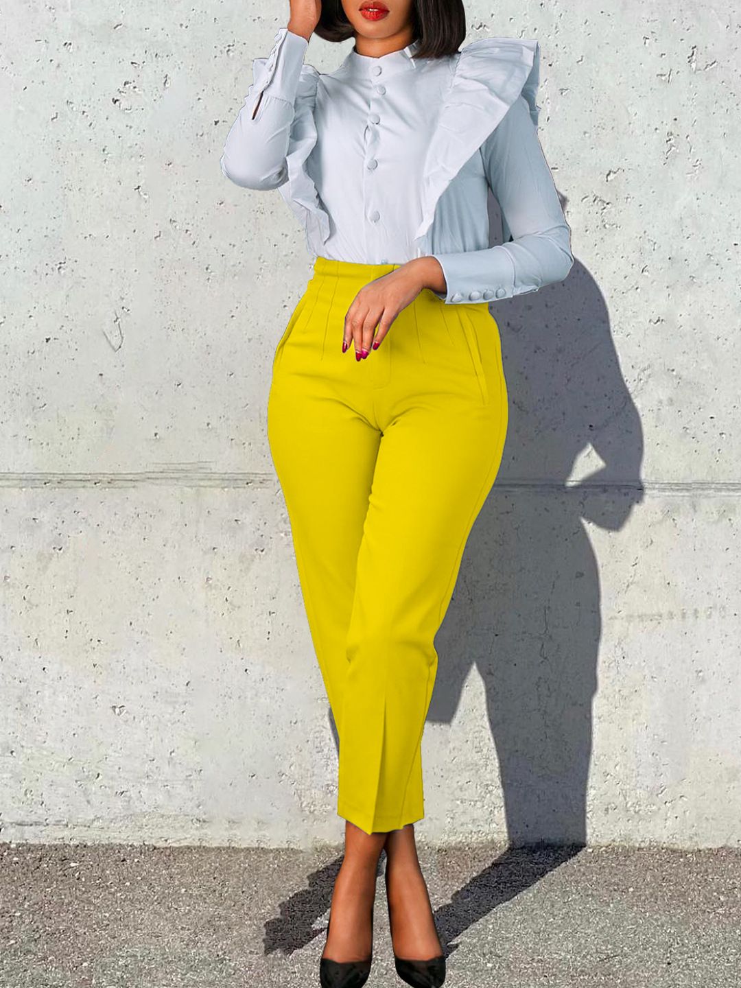 Stretch high waist women fashion office work office blazer trouser for ladies  Pants