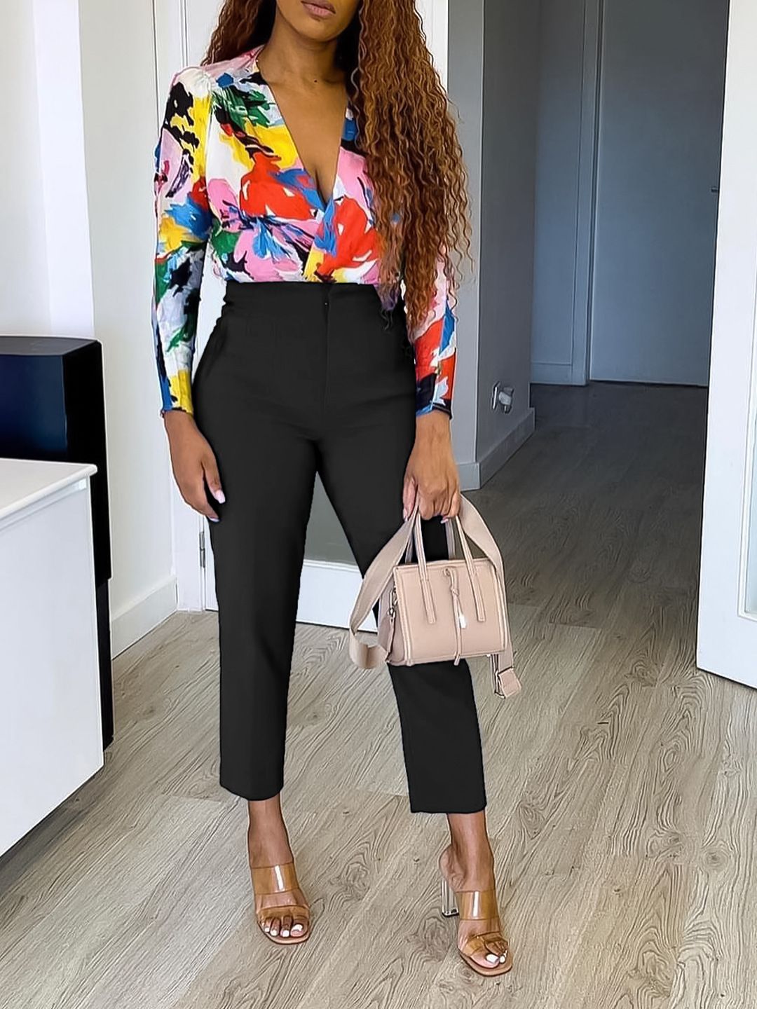 Stretch high waist women fashion office work office blazer trouser for ladies  Pants