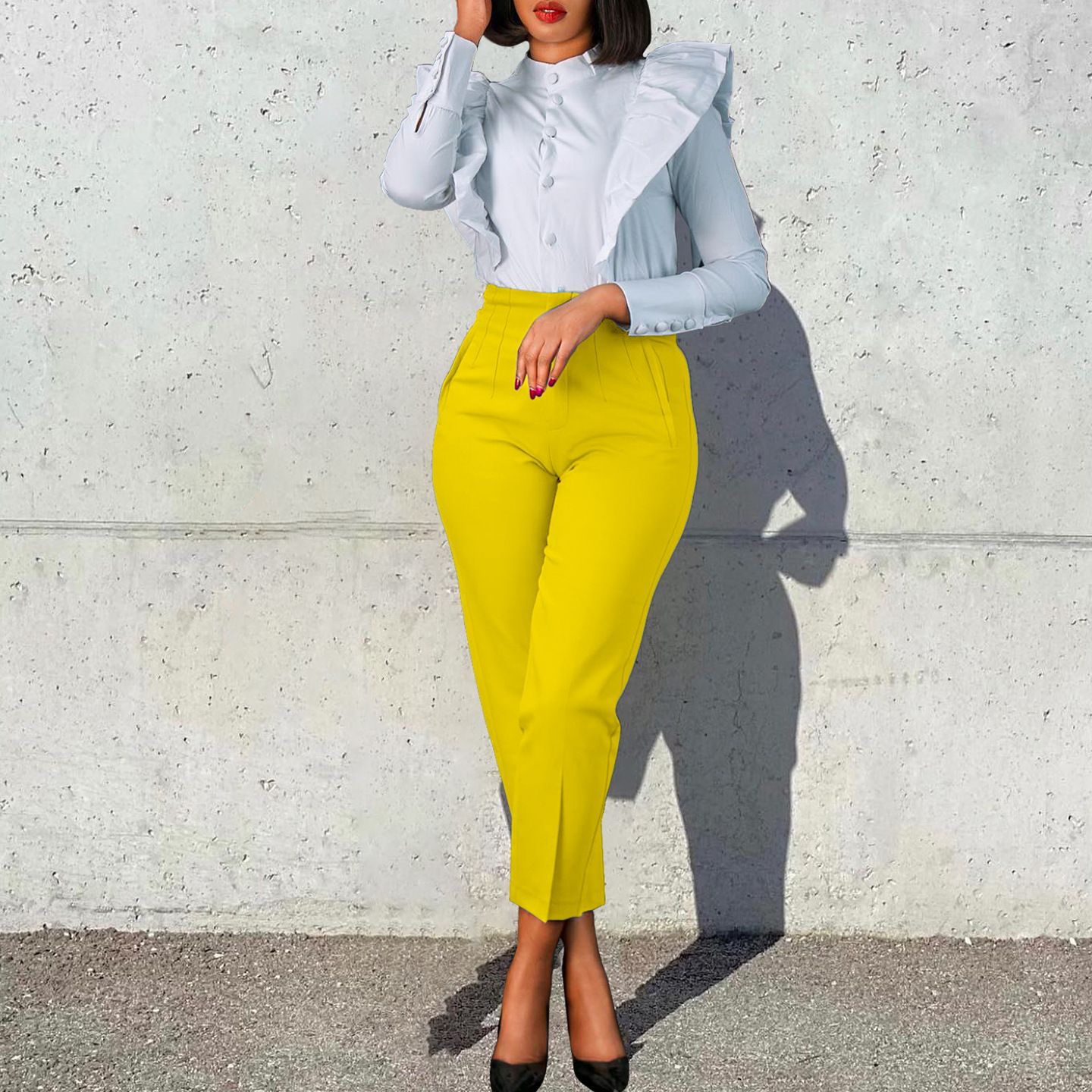 Stretch high waist women fashion office work office blazer trouser for ladies  Pants
