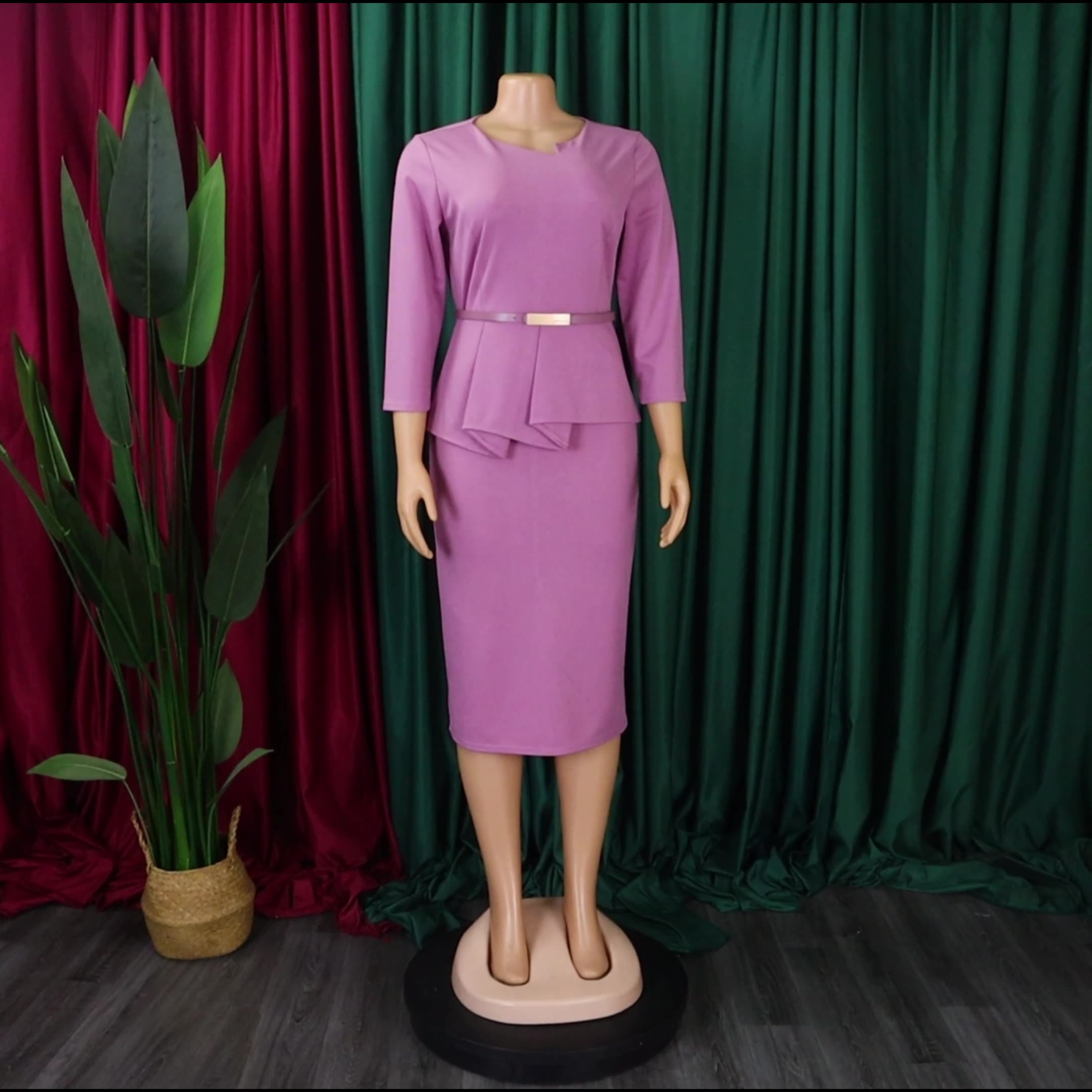 Trendy Career Dresses V-neck Half Sleeve Ruffle Wrap Hip Pencil Ladies Office Dresses Women Formal Work African Dress