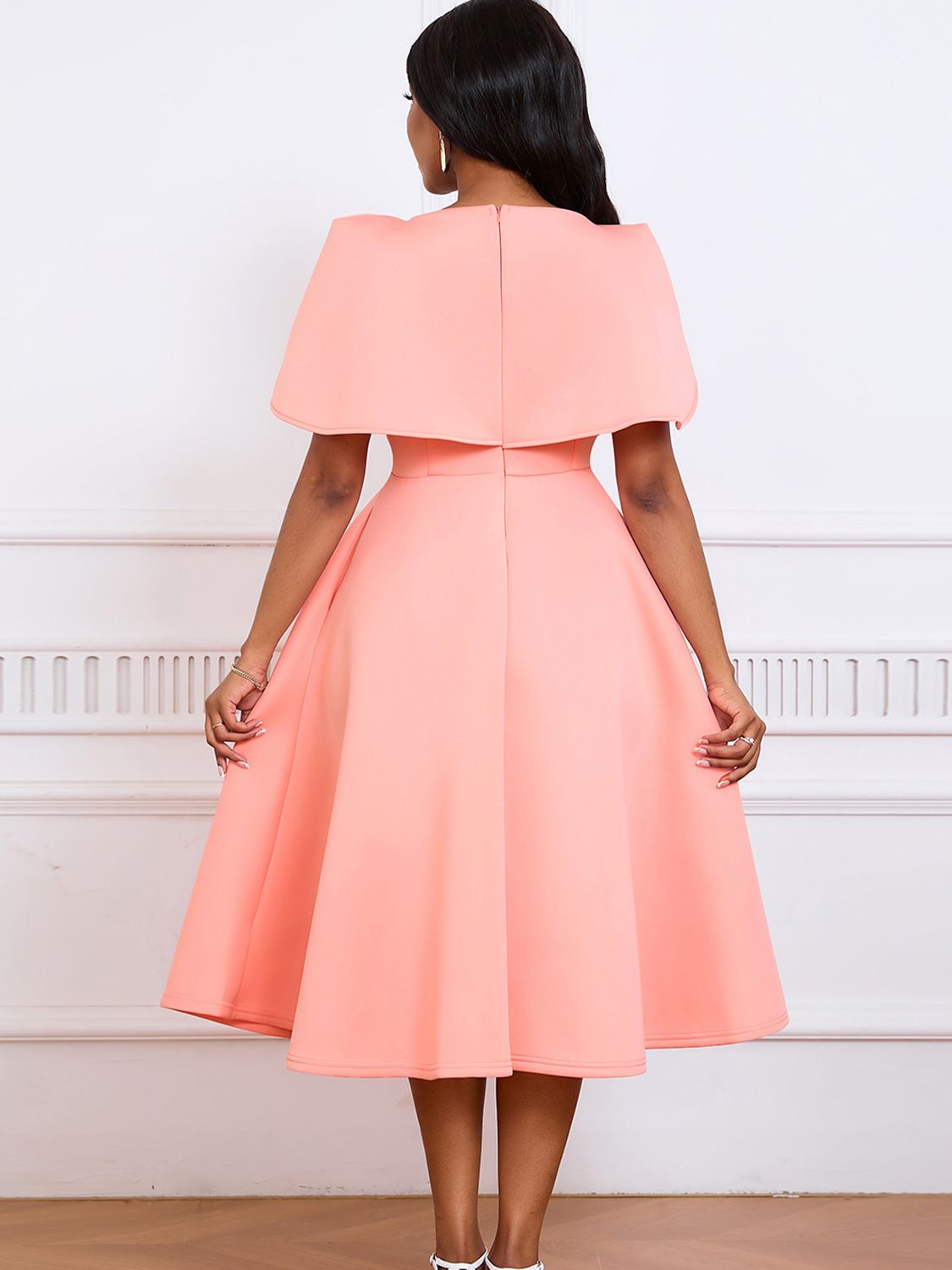 Fashion New Elegant Socialite Banquet Party Large Swing Dress Cape Dress