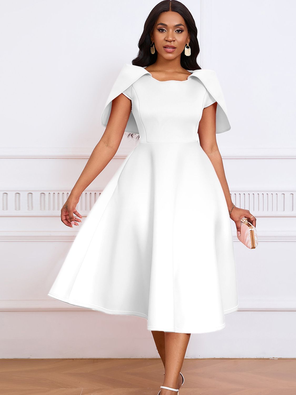 Fashion New Elegant Socialite Banquet Party Large Swing Dress Cape Dress