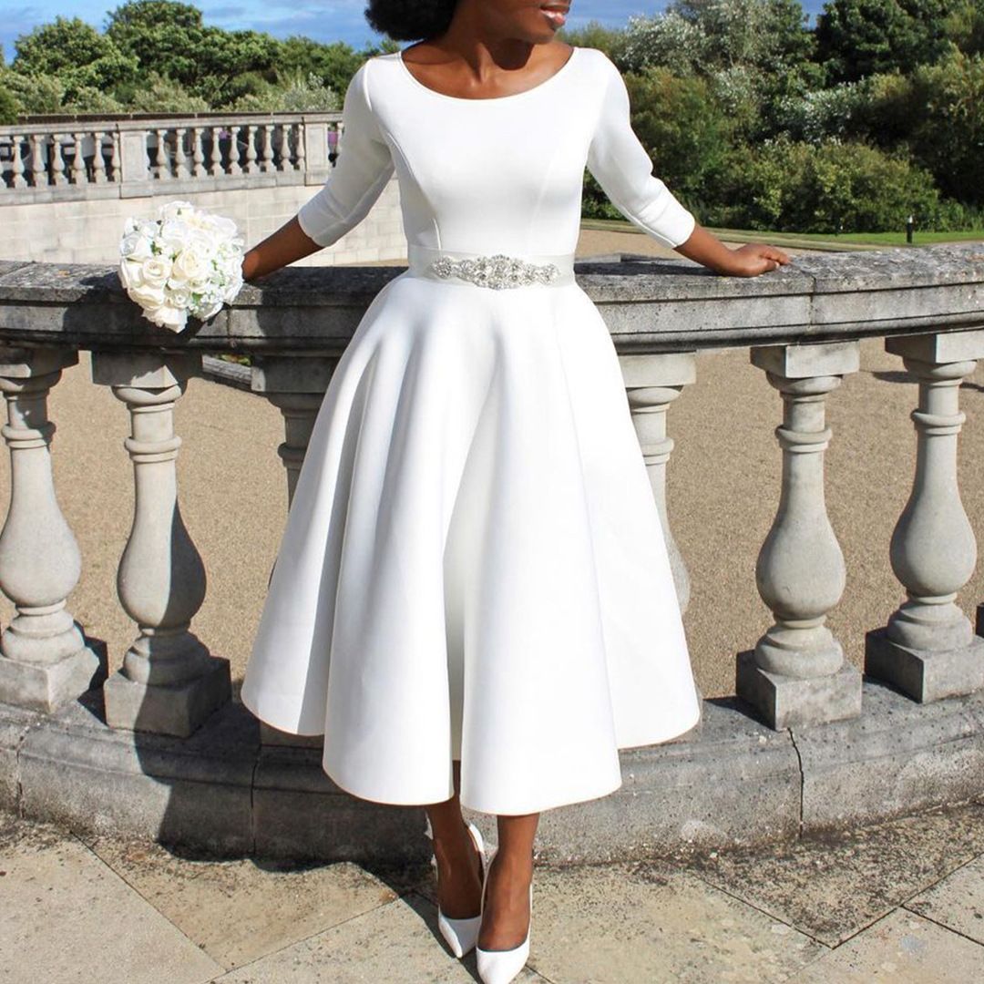 Summer Flare Dress Ladies Office Dress Women Formal Work Elegant African Women Casual Half Sleeve Dresses