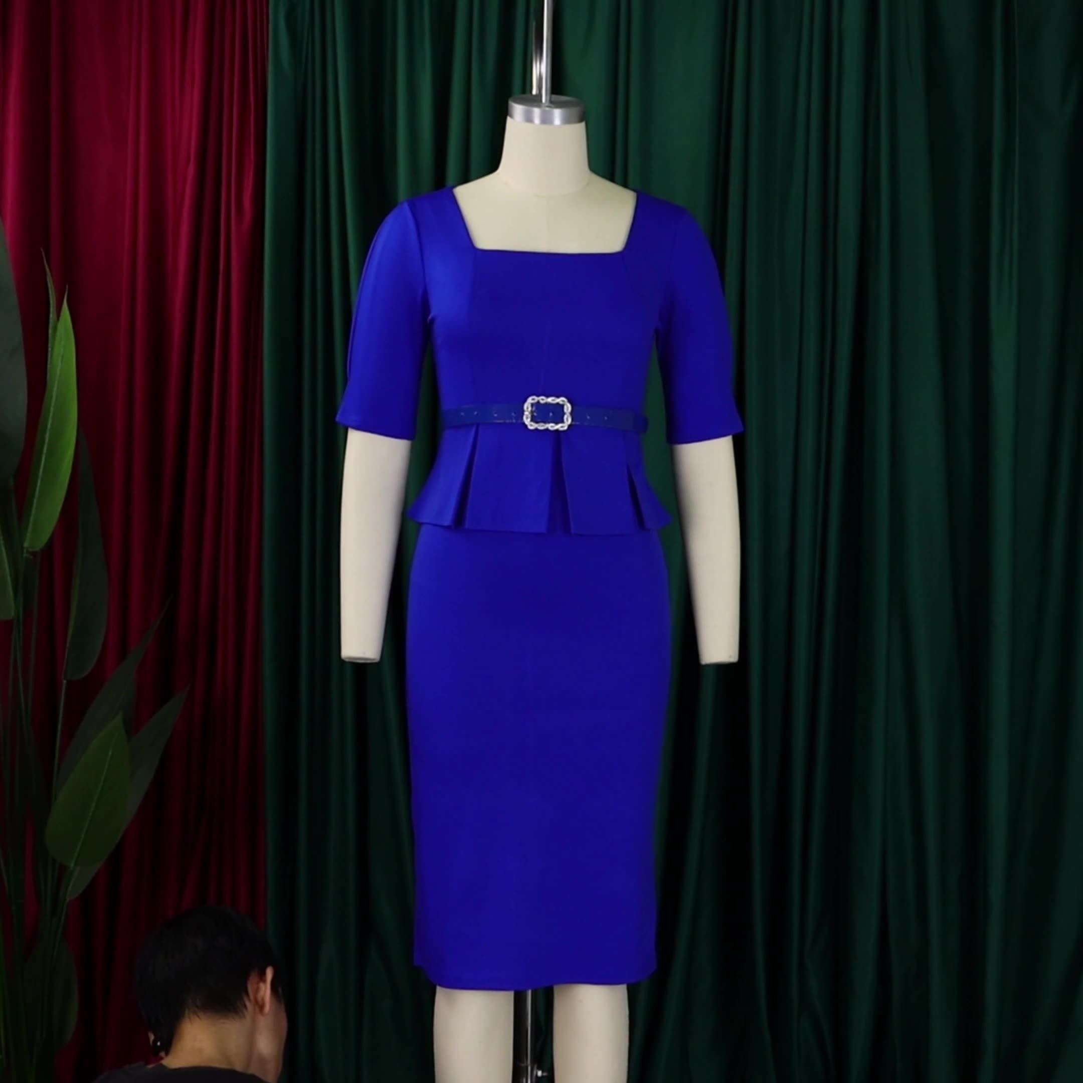 Trendy Career Dresses V-neck Half Sleeve Ruffle Wrap Hip Pencil Ladies Office Dresses Women Formal Work African Dress