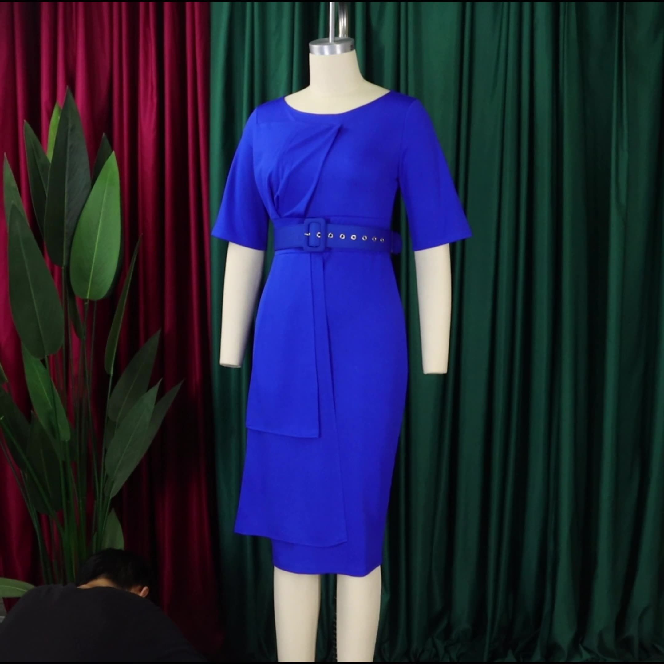 New Trends And American Women S Clothing Temperament Pure Color Short Sleeve Ol Professionalolafrican Dress