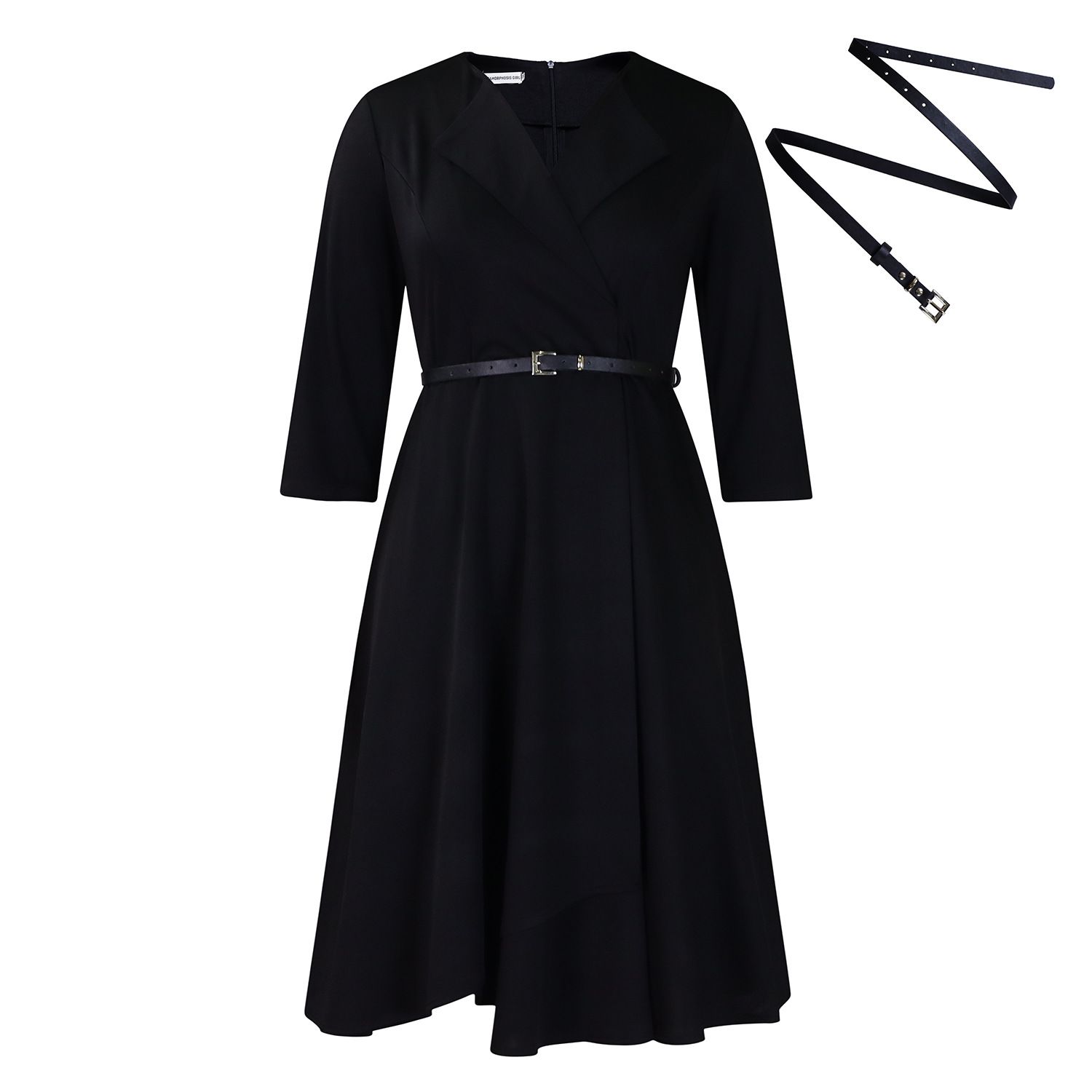 Latest Design Autumn Career Dresses Women Lady Elegant V-neck High Waist A-line Office Lady Dress African Dresses